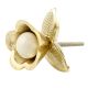 Golden Iron Cream Ceramic Bloom Cabinet Knobs